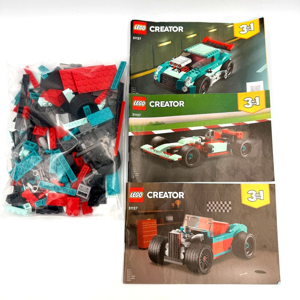 LEGO 31127 Street Racer 3‑in‑1 Creator Car Set Complete w/All 3 Manuals 258+ pcs